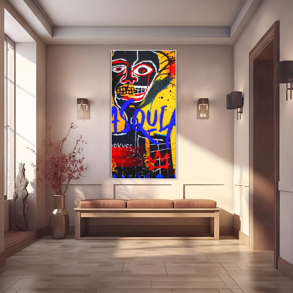 Tablou Canvas Premium LuxCanva® A1518, Basquiat Yellow , Room, Arta Stradala, SAMO, Jean Michel, Living, Culori Vibrante