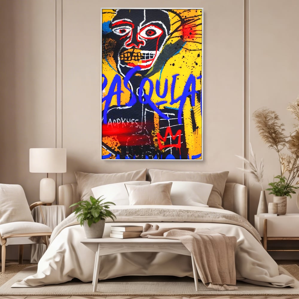 Tablou Canvas Premium LuxCanva® A1518, Basquiat Yellow , Room, Arta Stradala, SAMO, Jean Michel, Living, Culori Vibrante