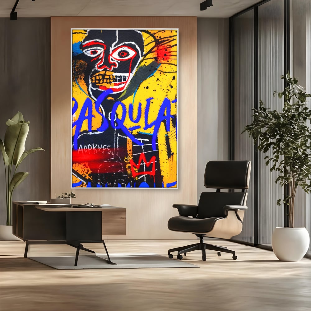 Tablou Canvas Premium LuxCanva® A1518, Basquiat Yellow , Room, Arta Stradala, SAMO, Jean Michel, Living, Culori Vibrante