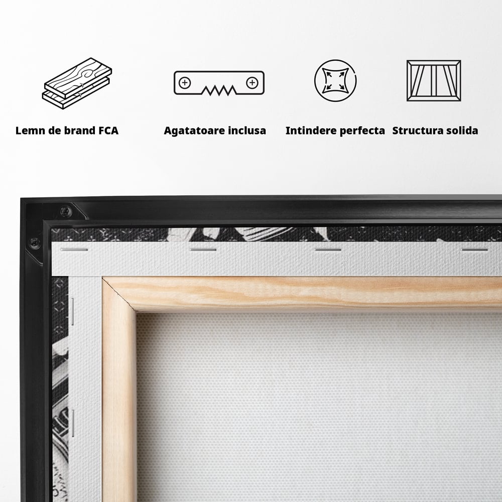 Tablou Canvas Premium LuxCanva® A1521, Time Is Money ,  Room, Ceas, Timp, Munca, Motivational, Dormitor, Culori Vibrante