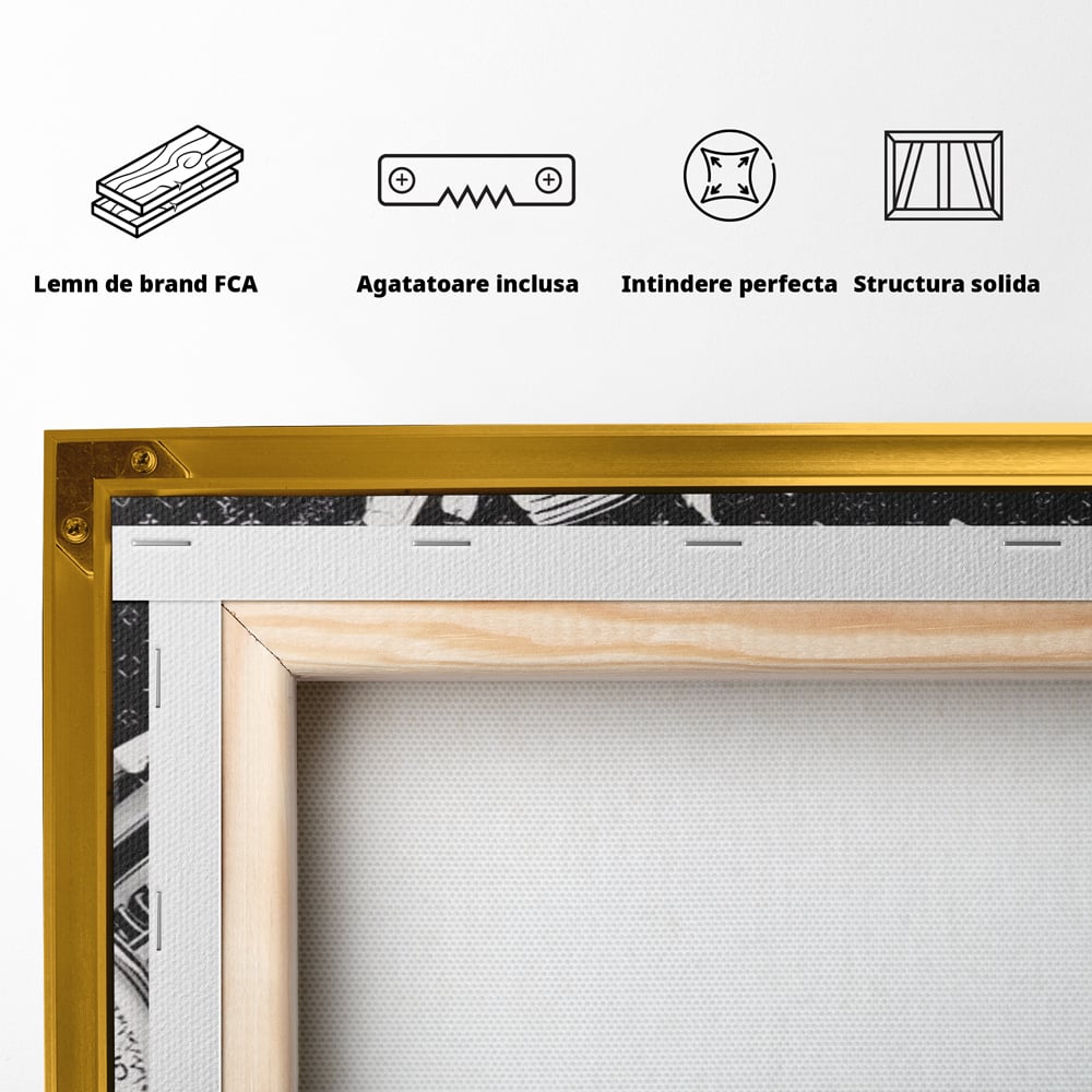 Tablou Canvas Premium LuxCanva® A1521, Time Is Money ,  Room, Ceas, Timp, Munca, Motivational, Dormitor, Culori Vibrante