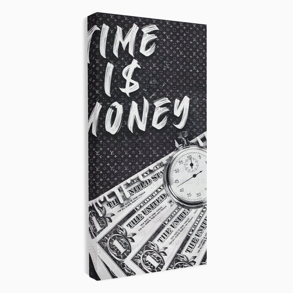 Tablou Canvas Premium LuxCanva® A1521, Time Is Money ,  Room, Ceas, Timp, Munca, Motivational, Dormitor, Culori Vibrante