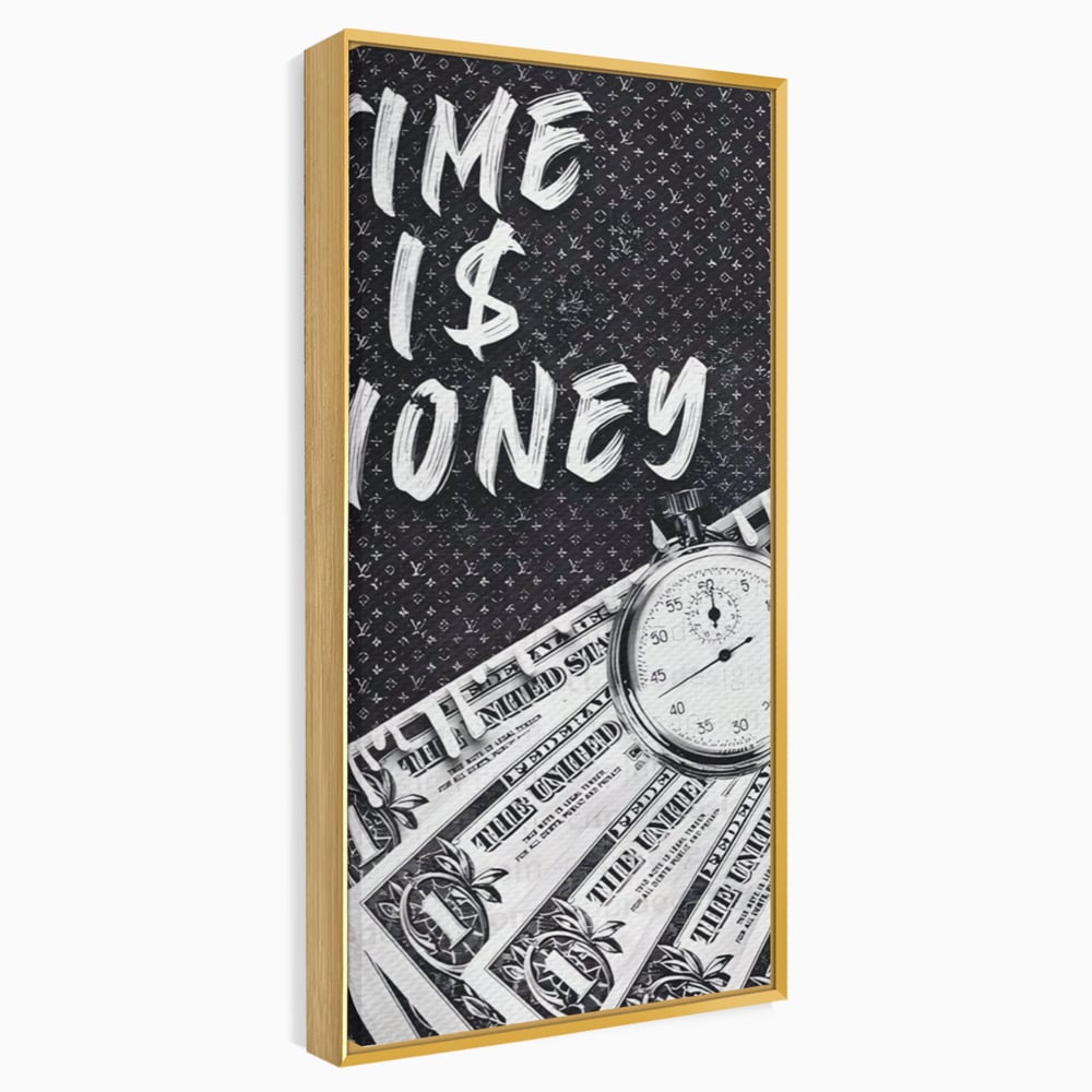 Tablou Canvas Premium LuxCanva® A1521, Time Is Money ,  Room, Ceas, Timp, Munca, Motivational, Dormitor, Culori Vibrante