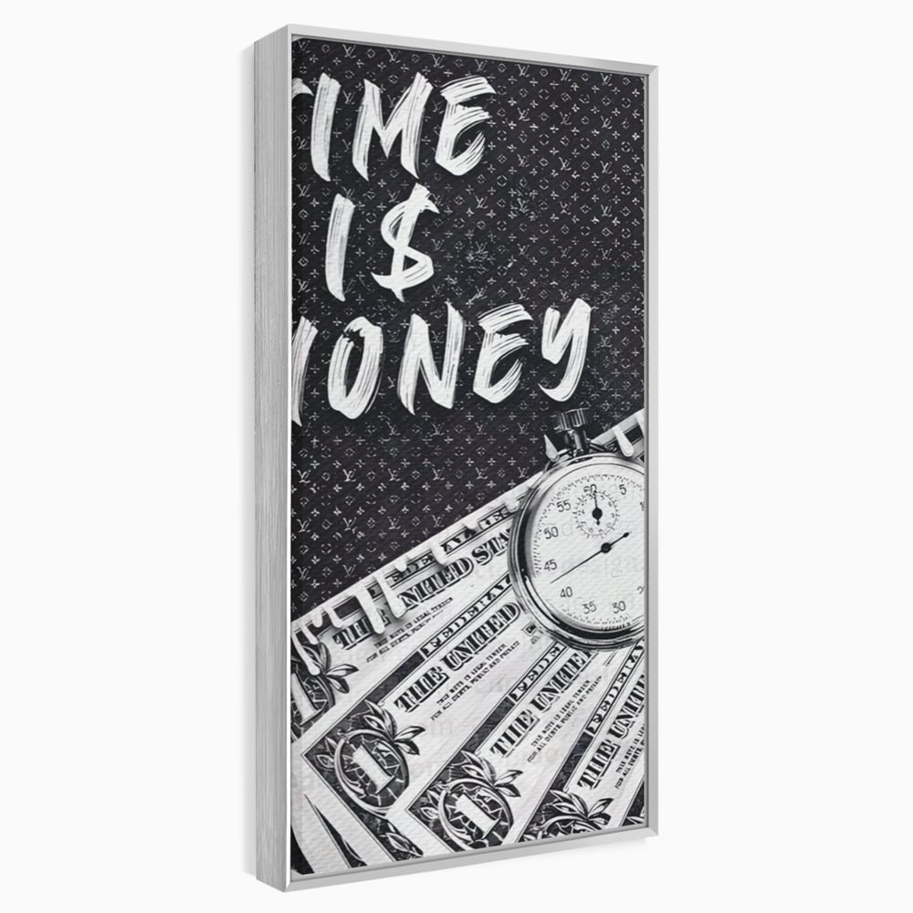 Tablou Canvas Premium LuxCanva® A1521, Time Is Money ,  Room, Ceas, Timp, Munca, Motivational, Dormitor, Culori Vibrante