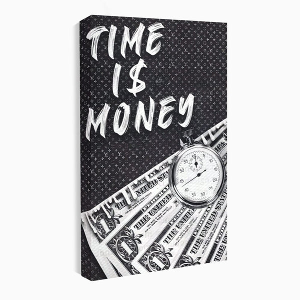 Tablou Canvas Premium LuxCanva® A1521, Time Is Money ,  Room, Ceas, Timp, Munca, Motivational, Dormitor, Culori Vibrante