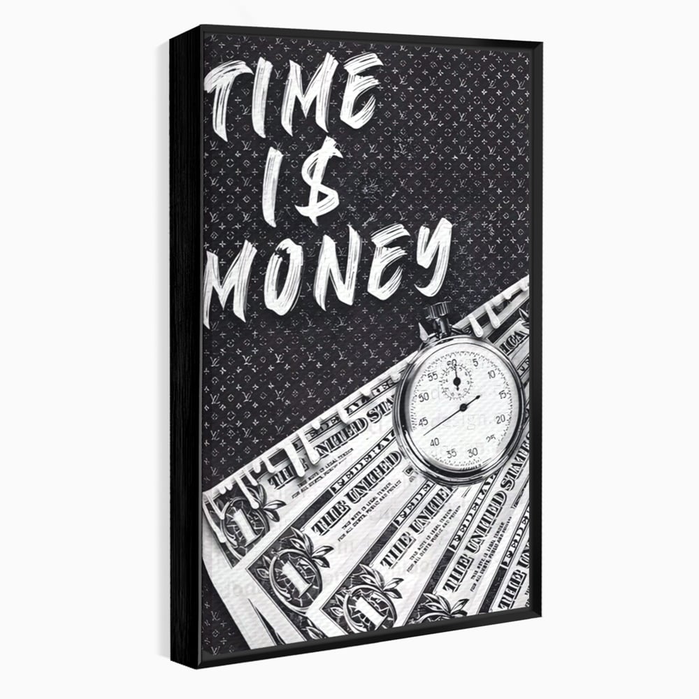 Tablou Canvas Premium LuxCanva® A1521, Time Is Money ,  Room, Ceas, Timp, Munca, Motivational, Dormitor, Culori Vibrante