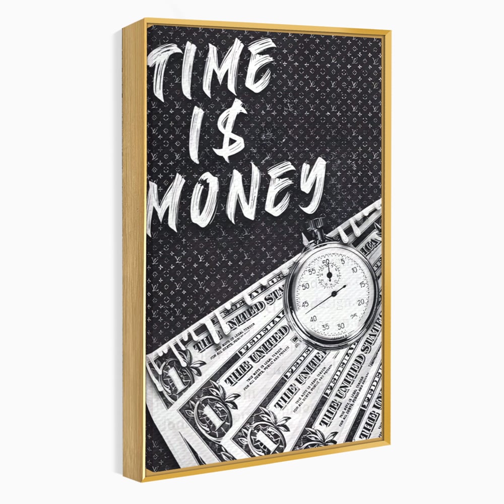 Tablou Canvas Premium LuxCanva® A1521, Time Is Money ,  Room, Ceas, Timp, Munca, Motivational, Dormitor, Culori Vibrante