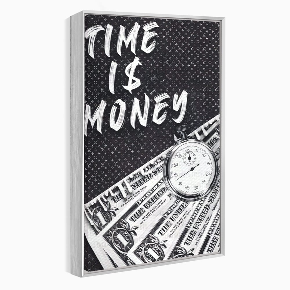 Tablou Canvas Premium LuxCanva® A1521, Time Is Money ,  Room, Ceas, Timp, Munca, Motivational, Dormitor, Culori Vibrante