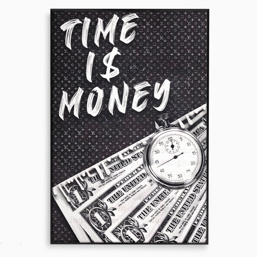 Tablou Canvas Premium LuxCanva® A1521, Time Is Money ,  Room, Ceas, Timp, Munca, Motivational, Dormitor, Culori Vibrante