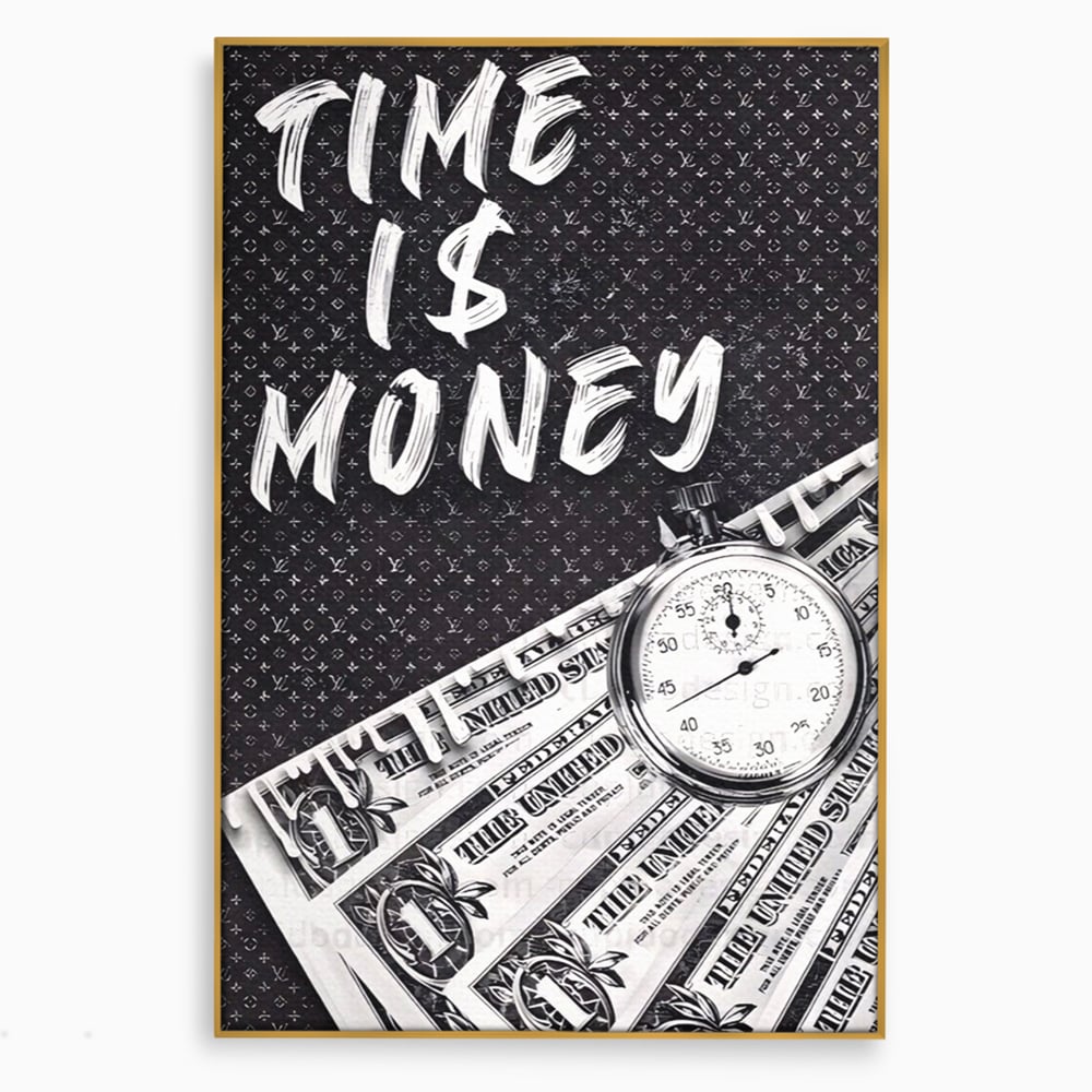 Tablou Canvas Premium LuxCanva® A1521, Time Is Money ,  Room, Ceas, Timp, Munca, Motivational, Dormitor, Culori Vibrante