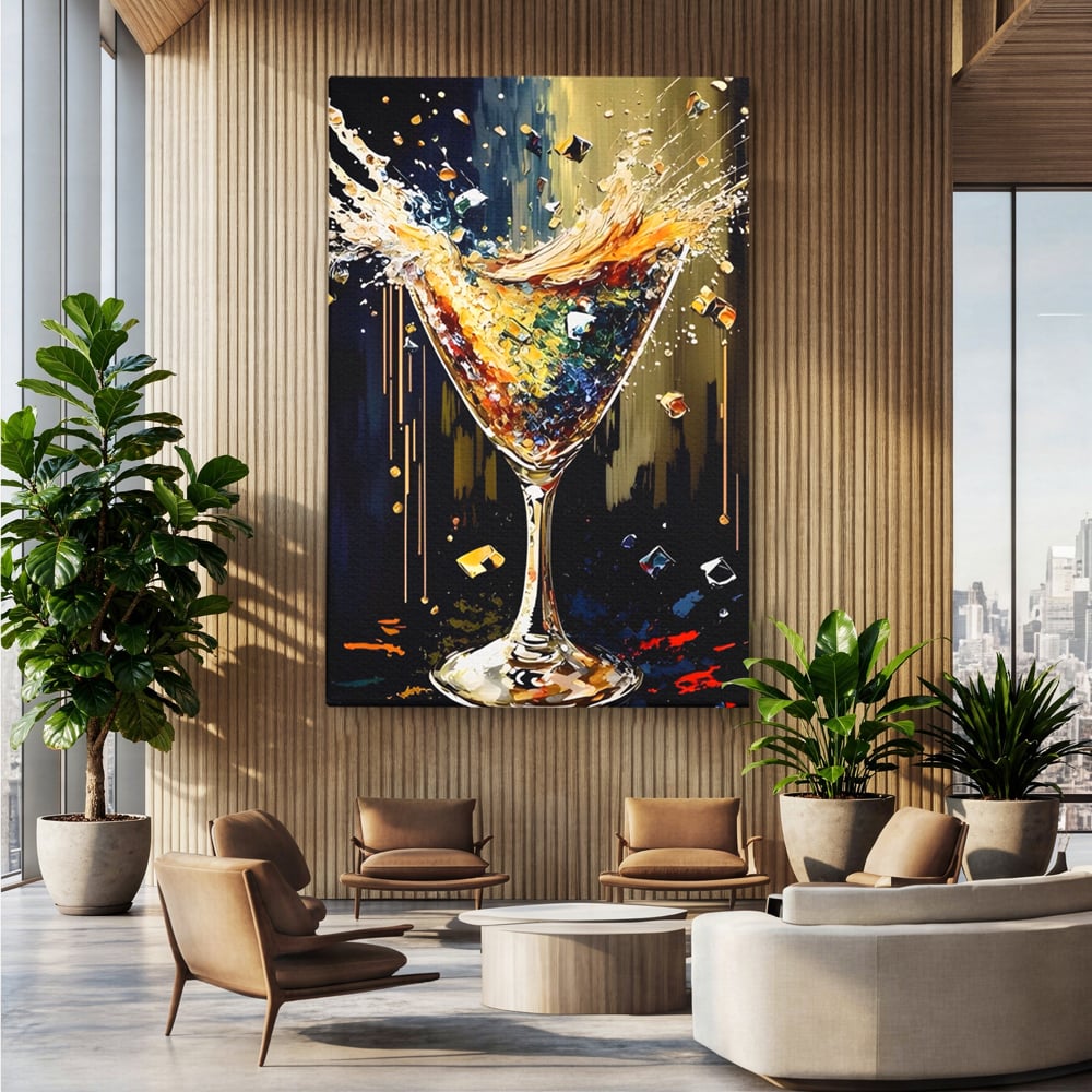 Tablou Canvas Premium LuxCanva® A1522, Glass Of Surprises , Pahar, Cocktail, Party, Dormitor, Culori Vibrante