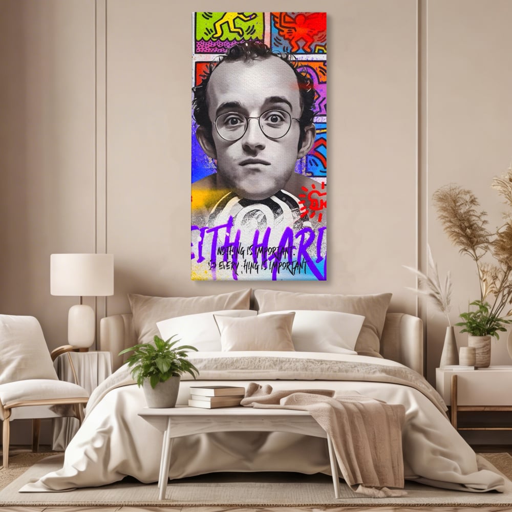Tablou Canvas Premium LuxCanva® A1523, Keith Haring ,  Room, Arta Stradala, Graffiti, Artist, Dormitor, Culori Vibrante