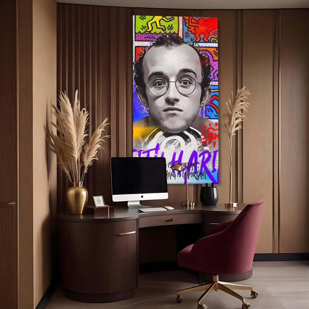 Tablou Canvas Premium LuxCanva® A1523, Keith Haring ,  Room, Arta Stradala, Graffiti, Artist, Dormitor, Culori Vibrante