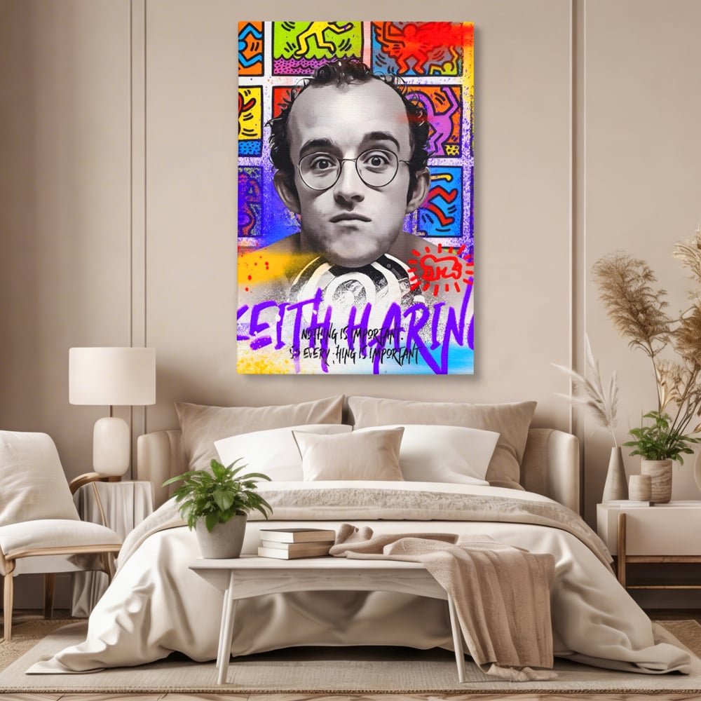 Tablou Canvas Premium LuxCanva® A1523, Keith Haring ,  Room, Arta Stradala, Graffiti, Artist, Dormitor, Culori Vibrante