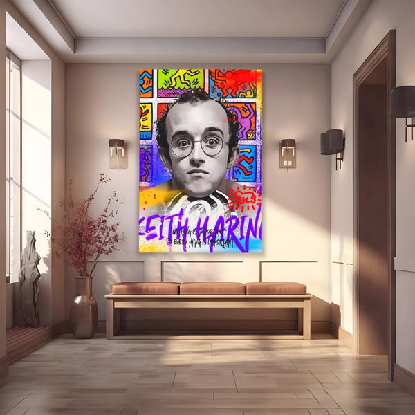 Tablou Canvas Premium LuxCanva® A1523, Keith Haring ,  Room, Arta Stradala, Graffiti, Artist, Dormitor, Culori Vibrante