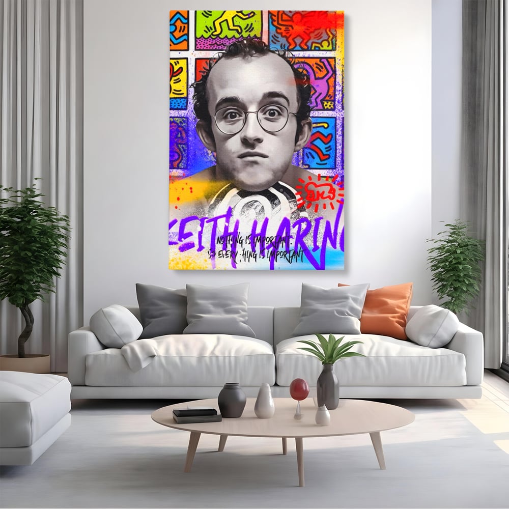 Tablou Canvas Premium LuxCanva® A1523, Keith Haring ,  Room, Arta Stradala, Graffiti, Artist, Dormitor, Culori Vibrante