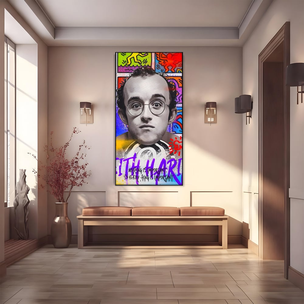 Tablou Canvas Premium LuxCanva® A1523, Keith Haring ,  Room, Arta Stradala, Graffiti, Artist, Dormitor, Culori Vibrante