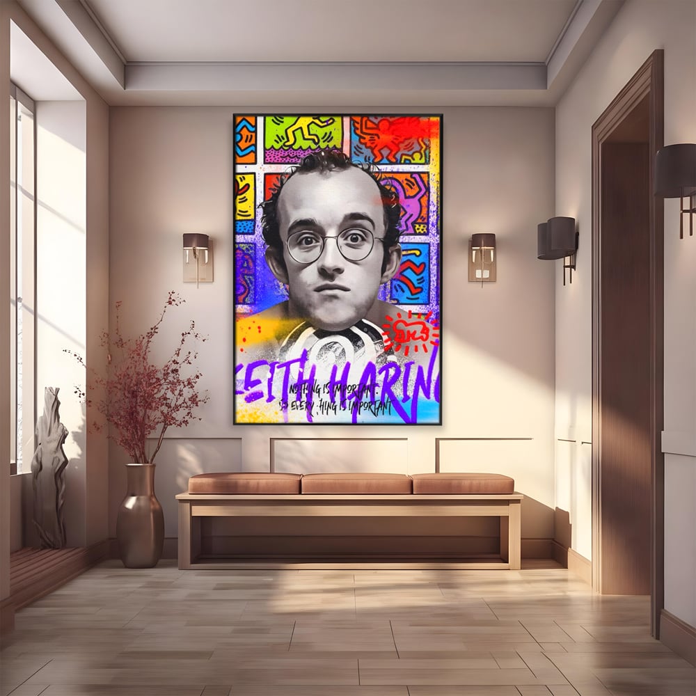 Tablou Canvas Premium LuxCanva® A1523, Keith Haring ,  Room, Arta Stradala, Graffiti, Artist, Dormitor, Culori Vibrante