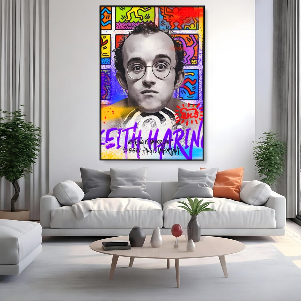 Tablou Canvas Premium LuxCanva® A1523, Keith Haring ,  Room, Arta Stradala, Graffiti, Artist, Dormitor, Culori Vibrante