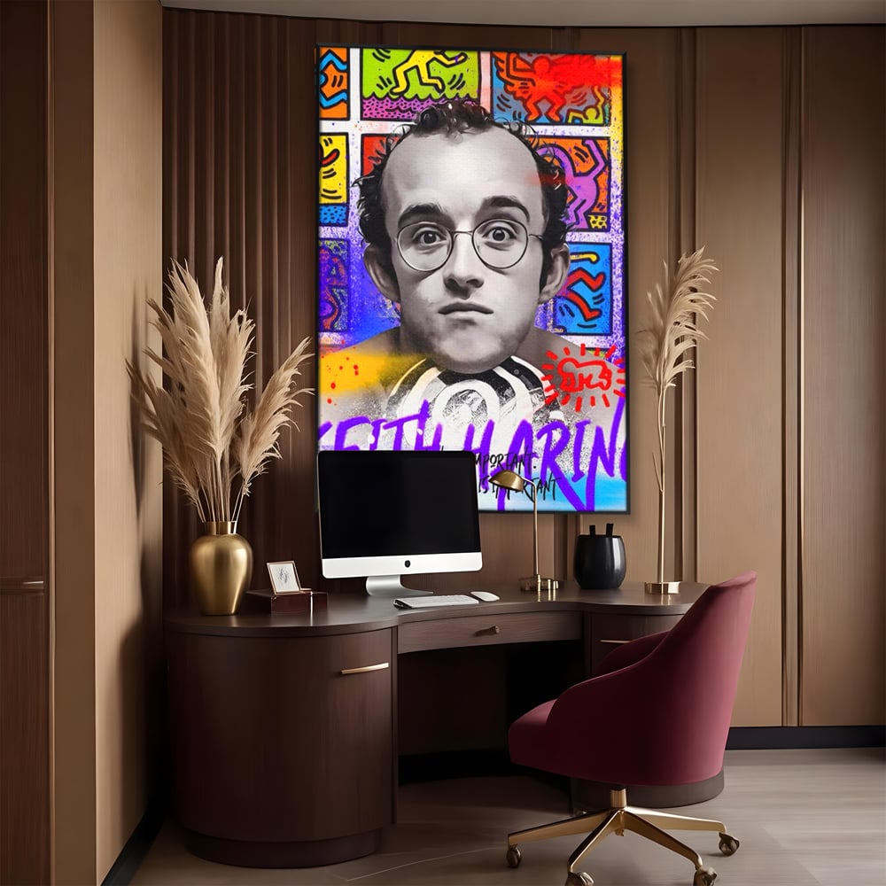 Tablou Canvas Premium LuxCanva® A1523, Keith Haring ,  Room, Arta Stradala, Graffiti, Artist, Dormitor, Culori Vibrante