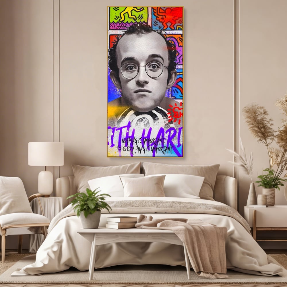 Tablou Canvas Premium LuxCanva® A1523, Keith Haring ,  Room, Arta Stradala, Graffiti, Artist, Dormitor, Culori Vibrante