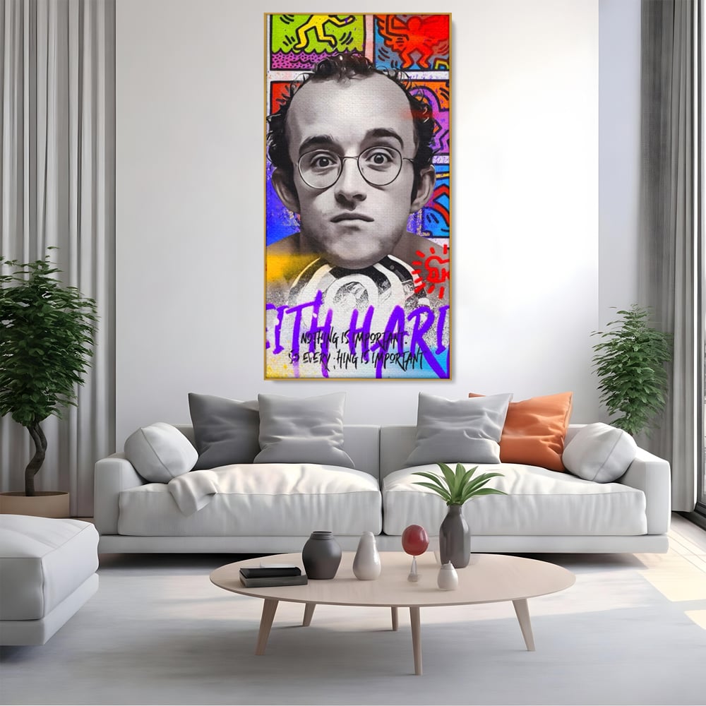 Tablou Canvas Premium LuxCanva® A1523, Keith Haring ,  Room, Arta Stradala, Graffiti, Artist, Dormitor, Culori Vibrante