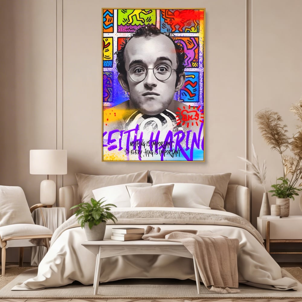 Tablou Canvas Premium LuxCanva® A1523, Keith Haring ,  Room, Arta Stradala, Graffiti, Artist, Dormitor, Culori Vibrante