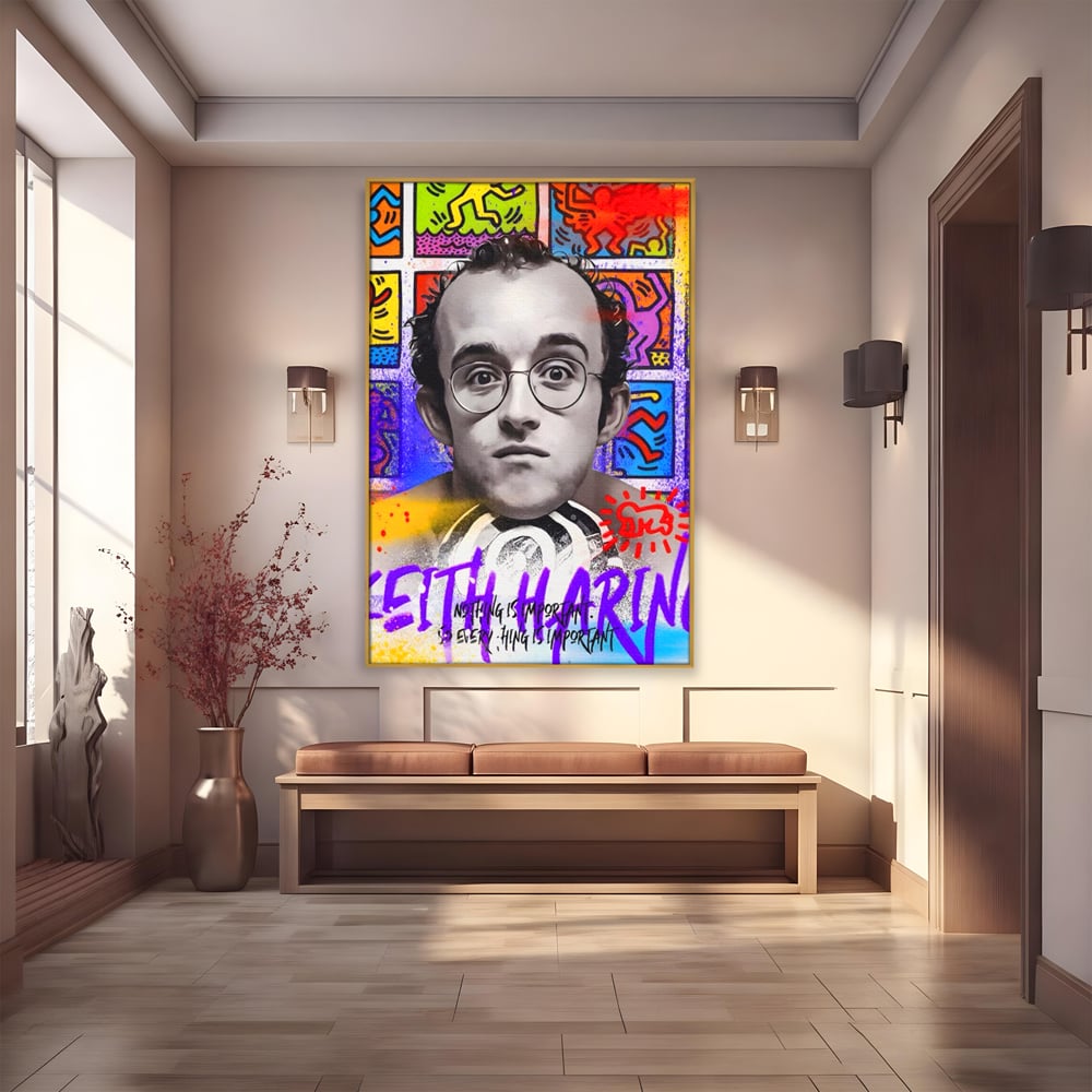 Tablou Canvas Premium LuxCanva® A1523, Keith Haring ,  Room, Arta Stradala, Graffiti, Artist, Dormitor, Culori Vibrante