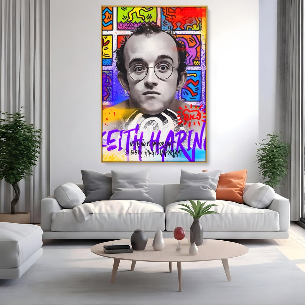 Tablou Canvas Premium LuxCanva® A1523, Keith Haring ,  Room, Arta Stradala, Graffiti, Artist, Dormitor, Culori Vibrante