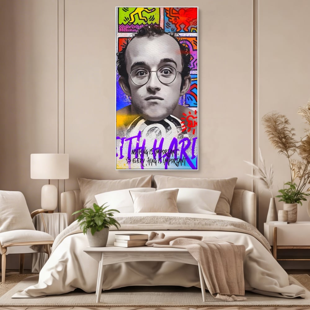 Tablou Canvas Premium LuxCanva® A1523, Keith Haring ,  Room, Arta Stradala, Graffiti, Artist, Dormitor, Culori Vibrante
