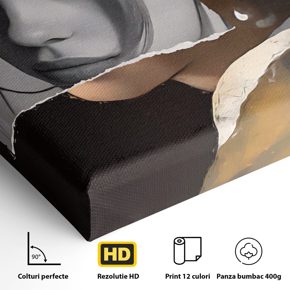 Tablou Canvas Premium LuxCanva® A1525, Fata Cu Cercei De Perle , Room, Portret, Feminin, Decorativ, Living, Culori Vibrante