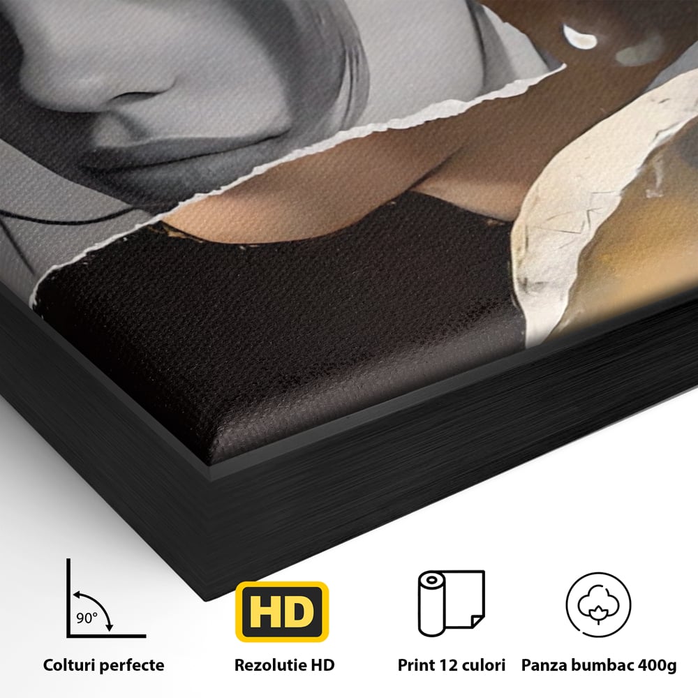 Tablou Canvas Premium LuxCanva® A1525, Fata Cu Cercei De Perle , Room, Portret, Feminin, Decorativ, Living, Culori Vibrante