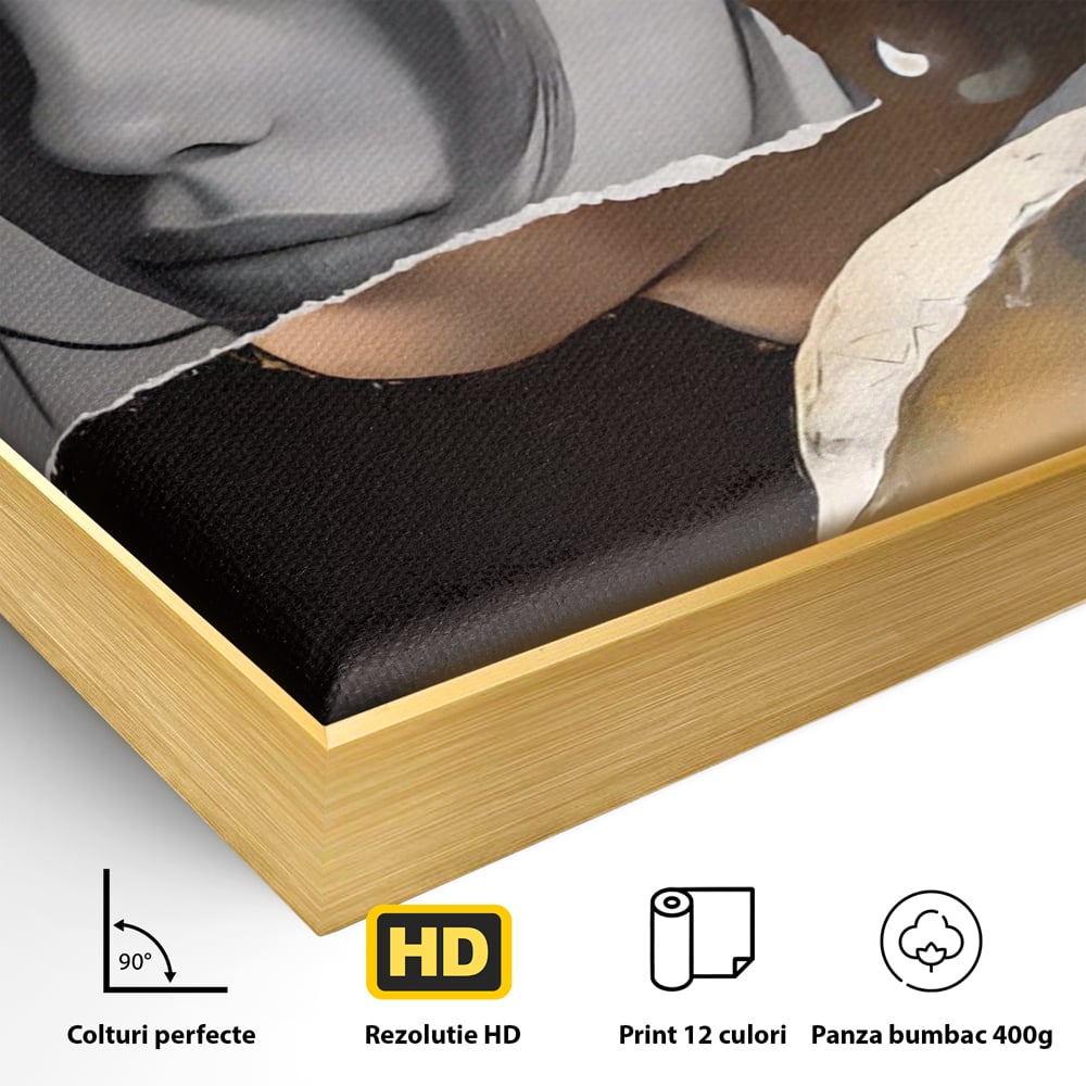 Tablou Canvas Premium LuxCanva® A1525, Fata Cu Cercei De Perle , Room, Portret, Feminin, Decorativ, Living, Culori Vibrante