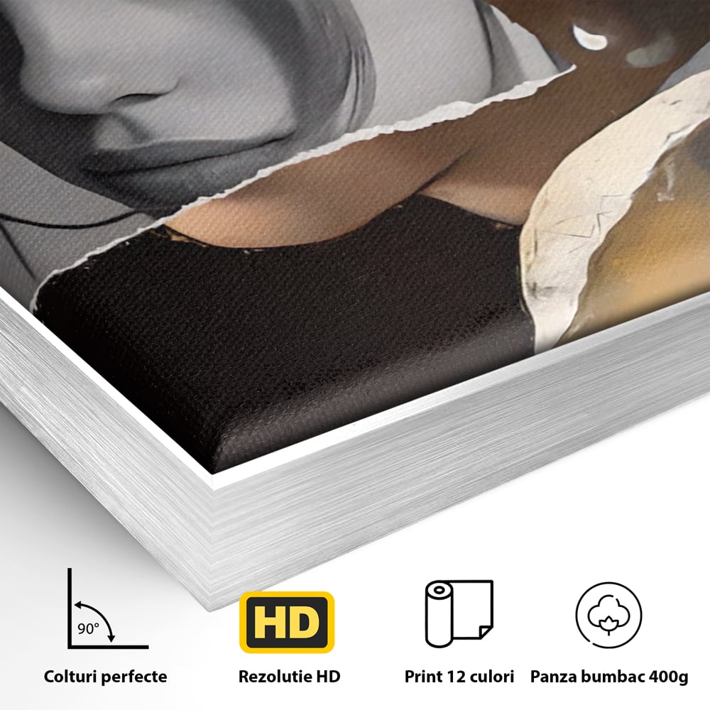 Tablou Canvas Premium LuxCanva® A1525, Fata Cu Cercei De Perle , Room, Portret, Feminin, Decorativ, Living, Culori Vibrante