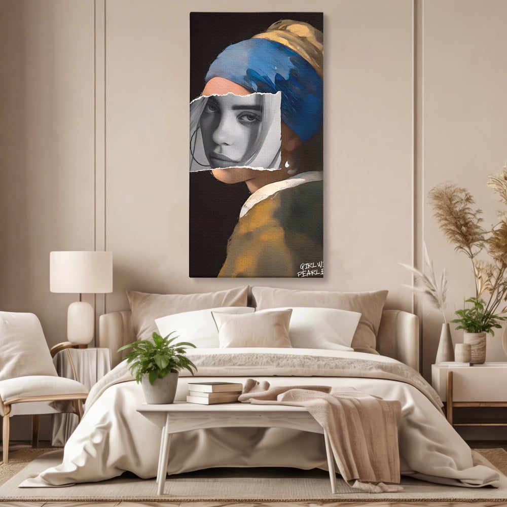 Tablou Canvas Premium LuxCanva® A1525, Fata Cu Cercei De Perle , Room, Portret, Feminin, Decorativ, Living, Culori Vibrante