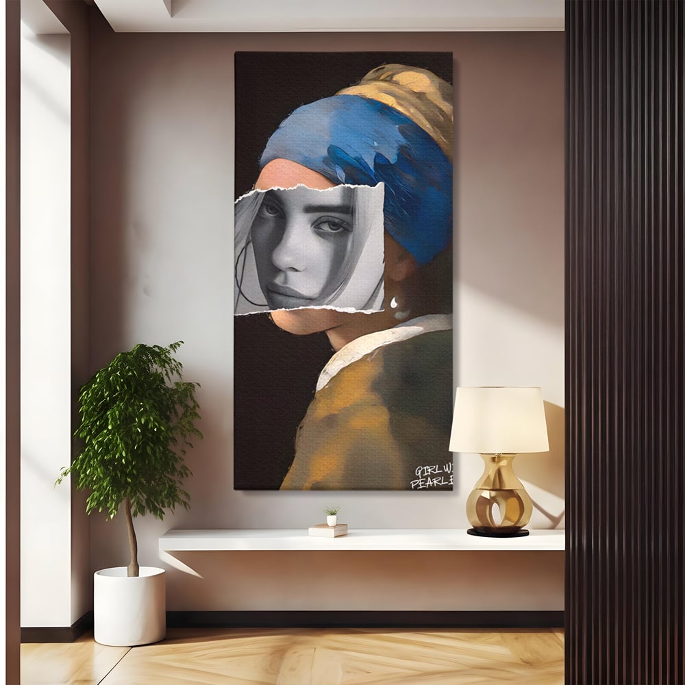 Tablou Canvas Premium LuxCanva® A1525, Fata Cu Cercei De Perle , Room, Portret, Feminin, Decorativ, Living, Culori Vibrante