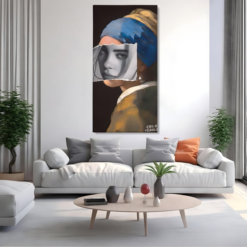 Tablou Canvas Premium LuxCanva® A1525, Fata Cu Cercei De Perle , Room, Portret, Feminin, Decorativ, Living, Culori Vibrante