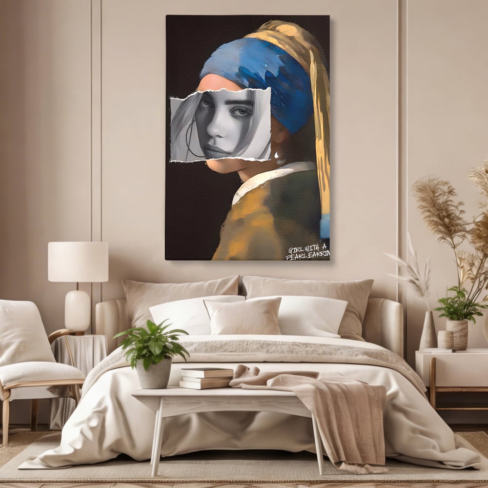 Tablou Canvas Premium LuxCanva® A1525, Fata Cu Cercei De Perle , Room, Portret, Feminin, Decorativ, Living, Culori Vibrante