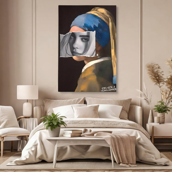 Tablou Canvas Premium LuxCanva® A1525, Fata Cu Cercei De Perle , Room, Portret, Feminin, Decorativ, Living, Culori Vibrante