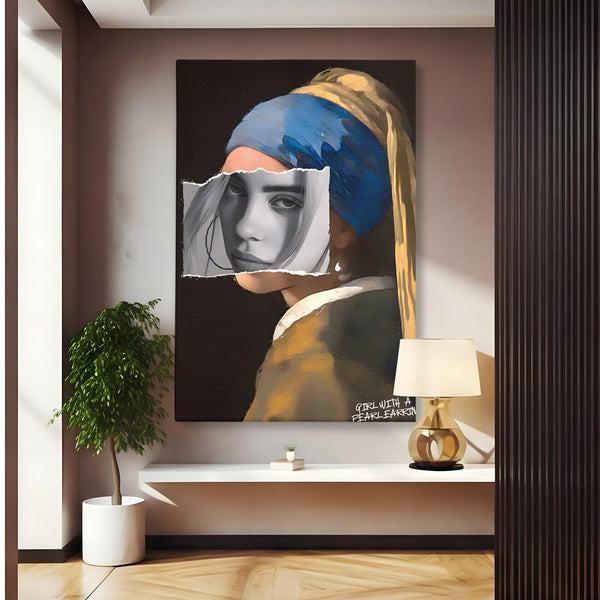 Tablou Canvas Premium LuxCanva® A1525, Fata Cu Cercei De Perle , Room, Portret, Feminin, Decorativ, Living, Culori Vibrante