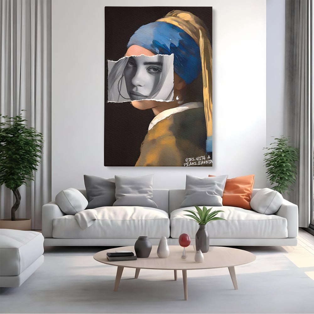 Tablou Canvas Premium LuxCanva® A1525, Fata Cu Cercei De Perle , Room, Portret, Feminin, Decorativ, Living, Culori Vibrante