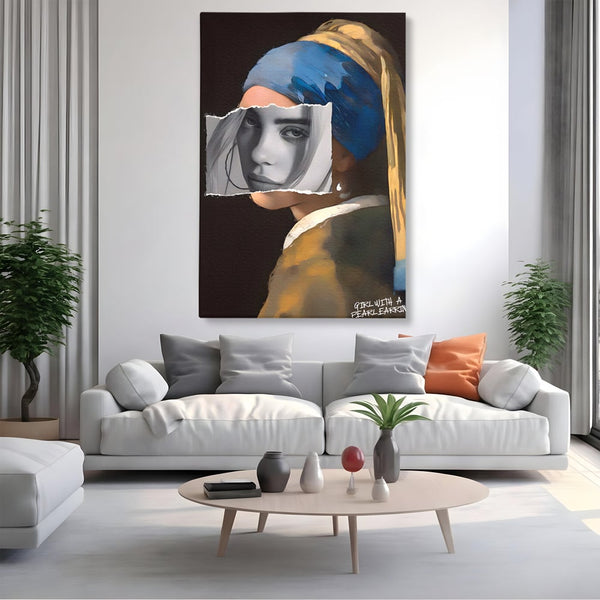Tablou Canvas Premium LuxCanva® A1525, Fata Cu Cercei De Perle , Room, Portret, Feminin, Decorativ, Living, Culori Vibrante