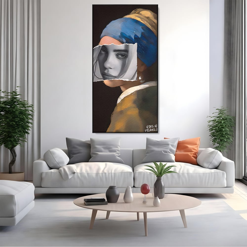Tablou Canvas Premium LuxCanva® A1525, Fata Cu Cercei De Perle , Room, Portret, Feminin, Decorativ, Living, Culori Vibrante