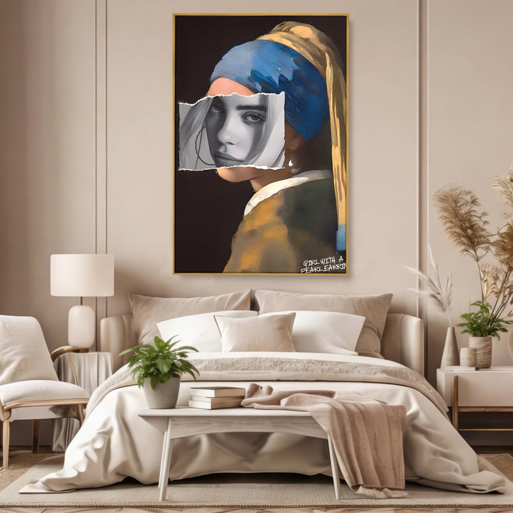 Tablou Canvas Premium LuxCanva® A1525, Fata Cu Cercei De Perle , Room, Portret, Feminin, Decorativ, Living, Culori Vibrante