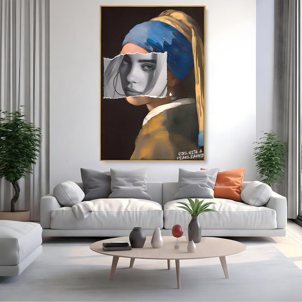 Tablou Canvas Premium LuxCanva® A1525, Fata Cu Cercei De Perle , Room, Portret, Feminin, Decorativ, Living, Culori Vibrante