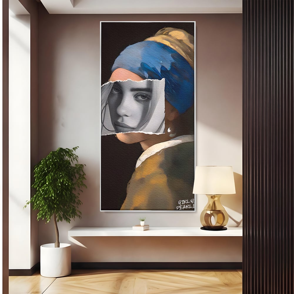 Tablou Canvas Premium LuxCanva® A1525, Fata Cu Cercei De Perle , Room, Portret, Feminin, Decorativ, Living, Culori Vibrante