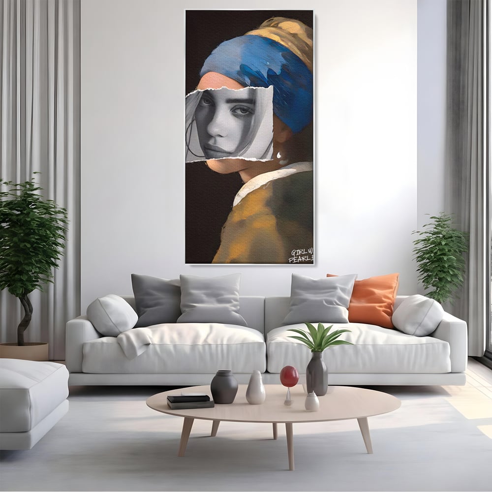 Tablou Canvas Premium LuxCanva® A1525, Fata Cu Cercei De Perle , Room, Portret, Feminin, Decorativ, Living, Culori Vibrante