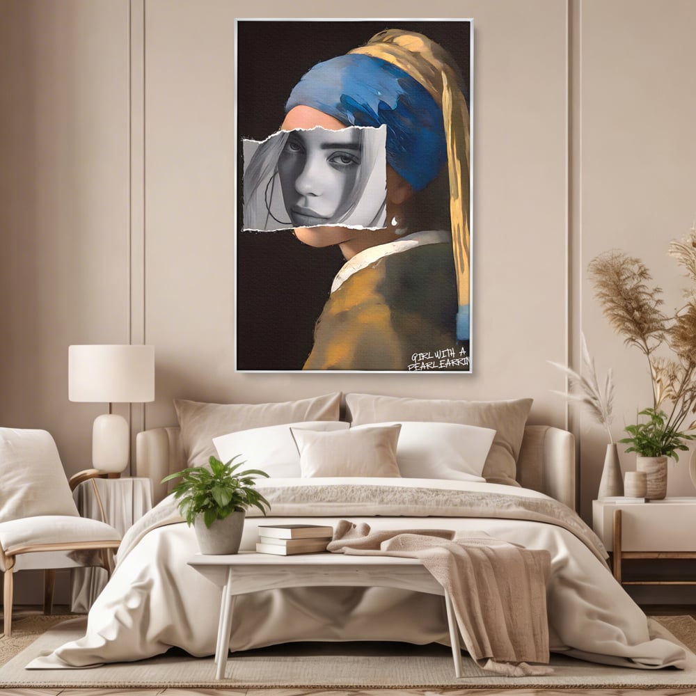 Tablou Canvas Premium LuxCanva® A1525, Fata Cu Cercei De Perle , Room, Portret, Feminin, Decorativ, Living, Culori Vibrante