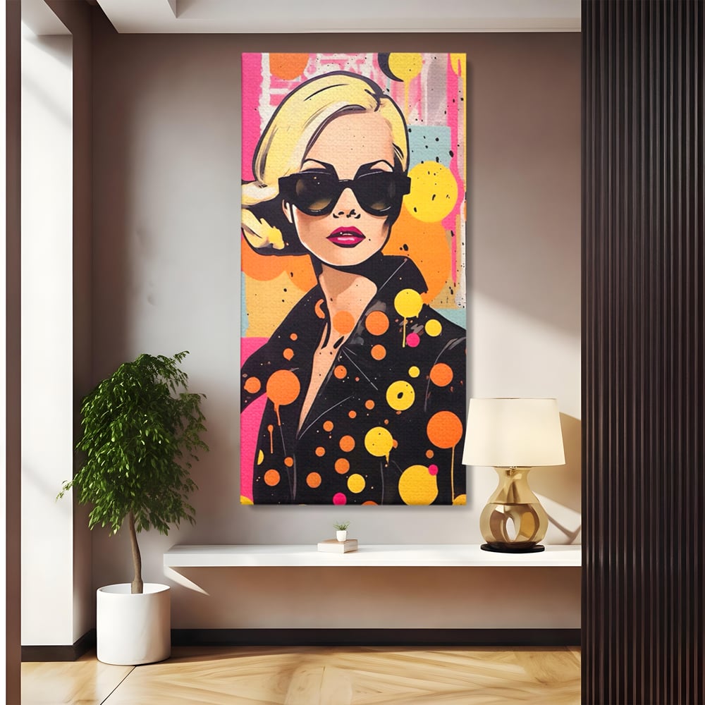 Tablou Canvas Premium LuxCanva® A1528, Fashion Glasses , Room, Femeie, Moda, Ochelari De Soare, Decorativ, Dressing, Club Sportiv, Culori Vibrante