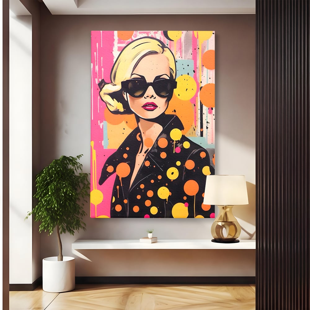 Tablou Canvas Premium LuxCanva® A1528, Fashion Glasses , Room, Femeie, Moda, Ochelari De Soare, Decorativ, Dressing, Club Sportiv, Culori Vibrante